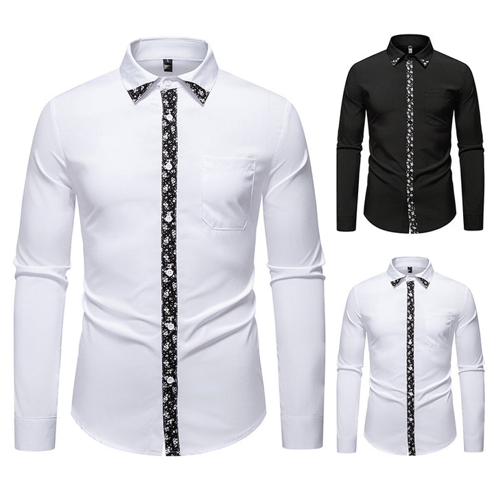 Herren Figurbetontes Business-Hemd mit kontrastreichen Blenden und Brusttasche Drune