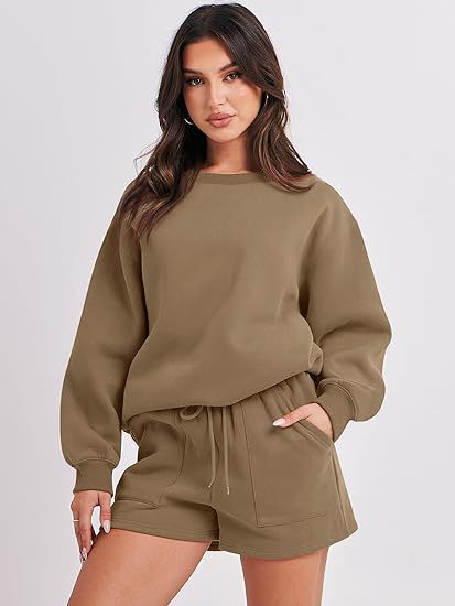 Damen Lässiges Sweatset mit Oversize‑Sweatshirt und hochgeschnittenen Shorts Drune