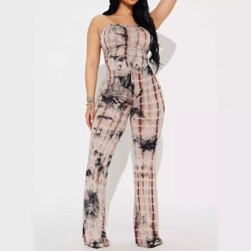 Damen Strapless Jumpsuit mit Raffungen und lässigem Schnitt Drune
