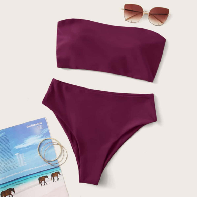 Damen Bandeau-Bikini mit hochgeschnittenem Unterteil Drune