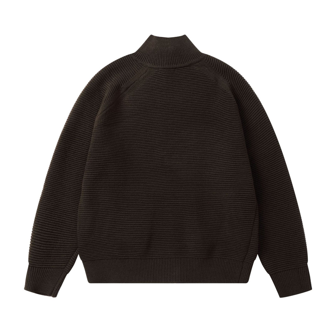 Herren Grobstrick Stehkragen-Strickjacke mit durchgehendem Reißverschluss Drune