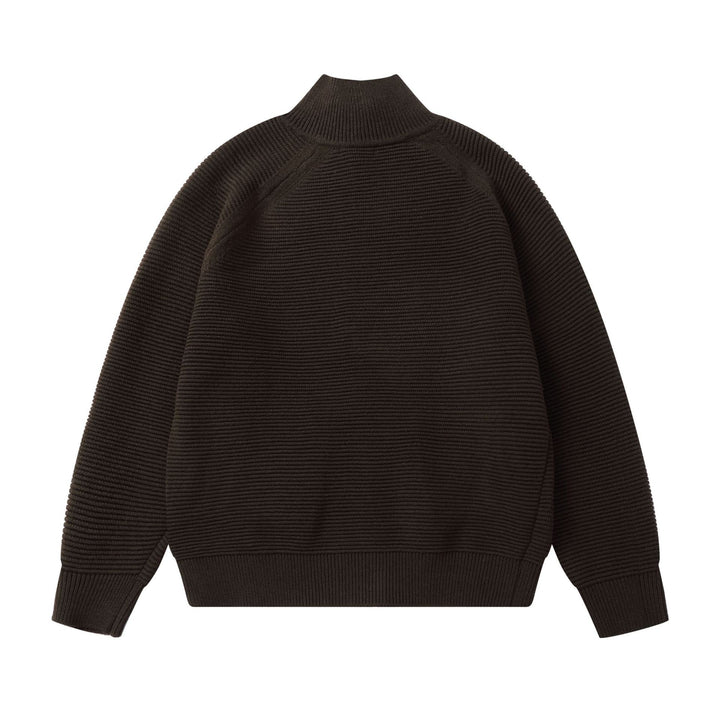 Herren Grobstrick Stehkragen-Strickjacke mit durchgehendem Reißverschluss Drune