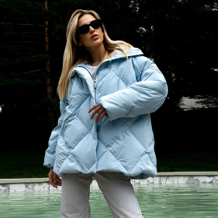 Damen gepolsterte Steppjacke mit hohem Kragen und praktischen Taschen Drune