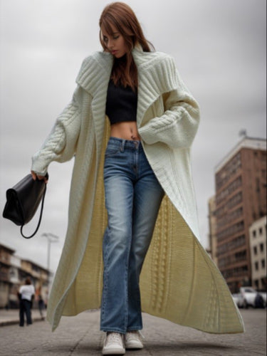 Damen Oversized Strickmantel mit strukturiertem Design und voluminösen Ärmeln Drune
