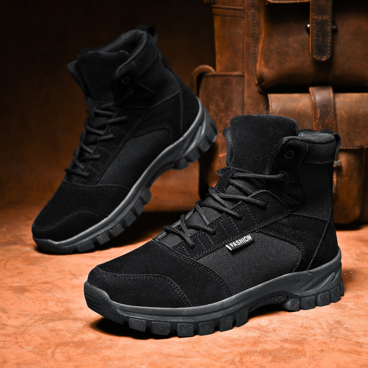 Damen Modische knöchelhohe Einsatz‑Stiefelette im Tactical‑Look mit griffiger Leichtprofilsohle Drune