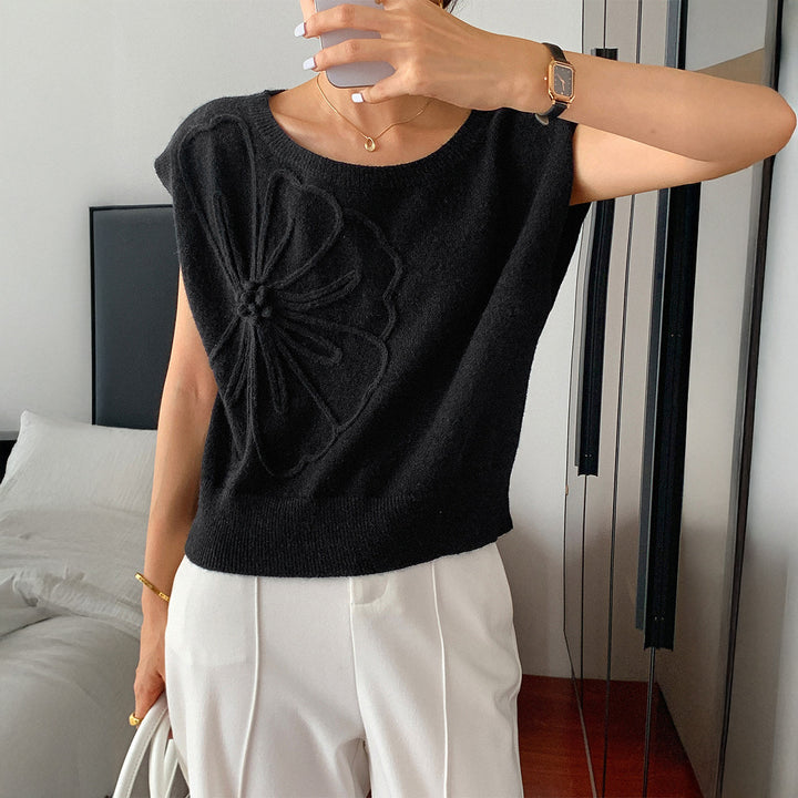 Damen Strickoberteil mit floralem Reliefdesign Drune