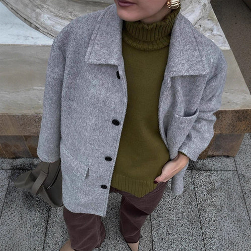Damen Wollmantel mit klassischem Schnitt und praktischen Taschen Drune