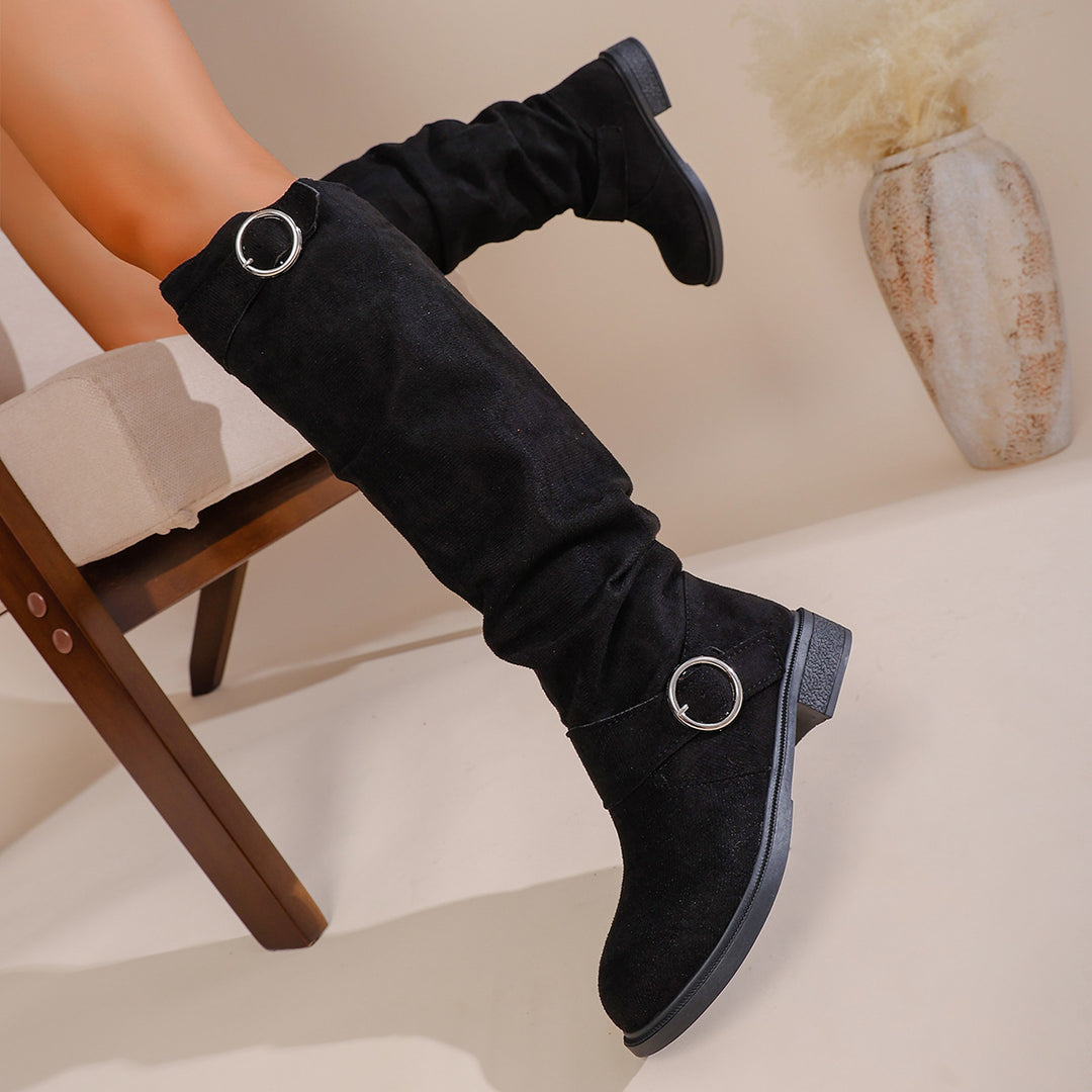 Damen Modische Overknee-Stiefel aus weichem, elastischem Material Drune