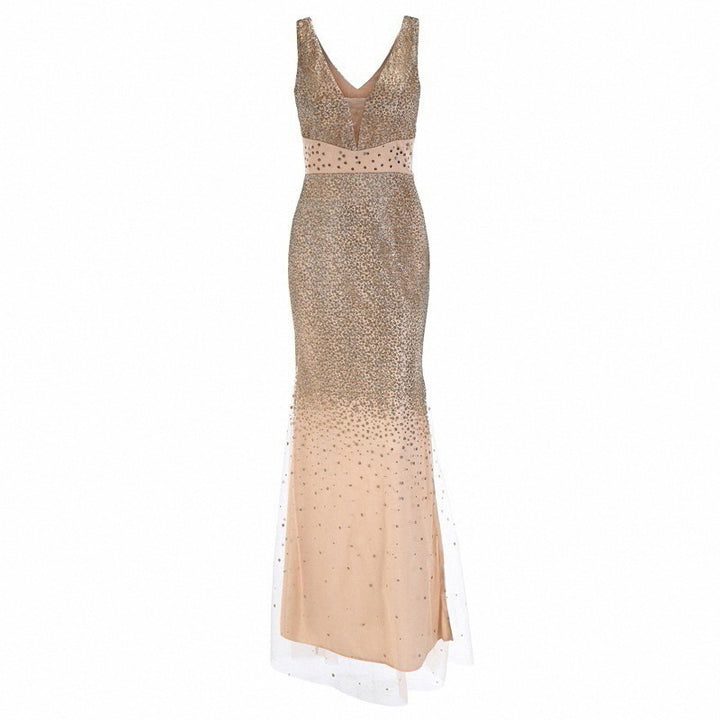 Damen Glamouröses Paillettenkleid mit figurbetontem Schnitt und seitlichem Schlitz Drune