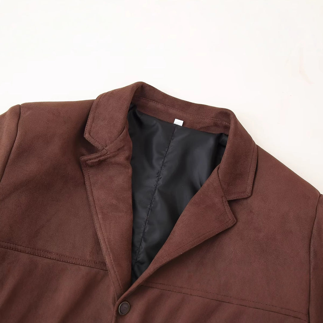 Damen modische Wildlederjacke mit elegantem Schnitt und praktischen Taschen Drune