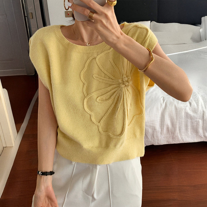 Damen Strickoberteil mit floralem Reliefdesign Drune