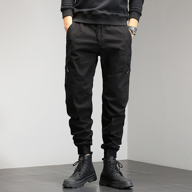Herren Cargo-Jogginghose im Utility-Look mit elastischem Bund, Kniepaneelen und Klappentaschen Drune
