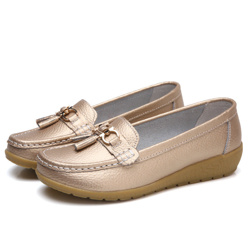 Damen Mokassins mit ornamentaler Schnalle und weicher Sohle Drune