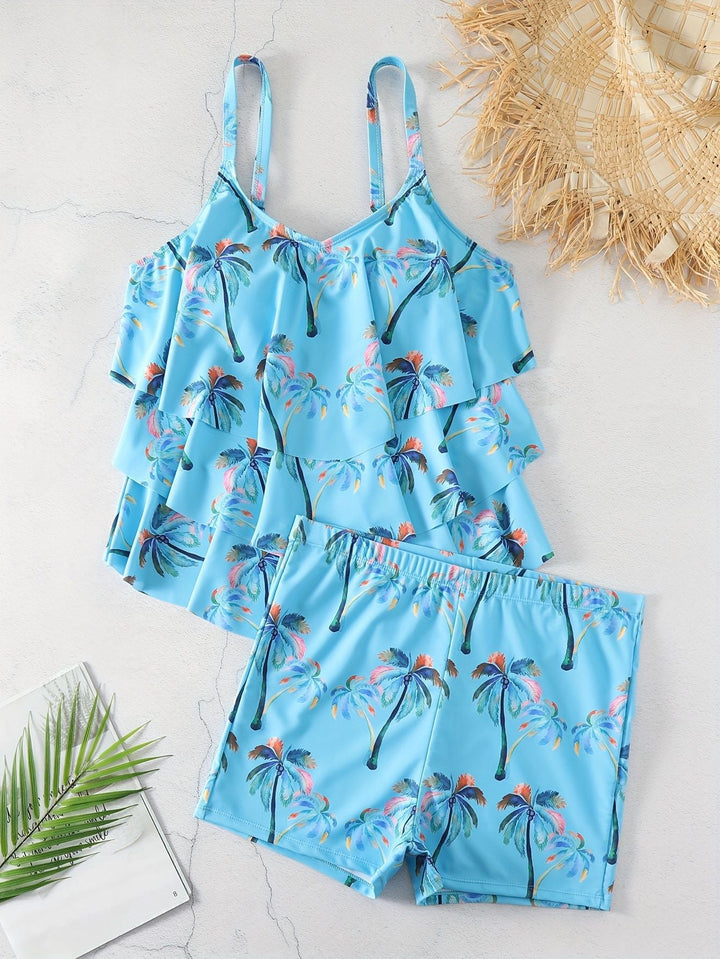 Damen Rüschen-Bikini-Top mit Shorts Drune
