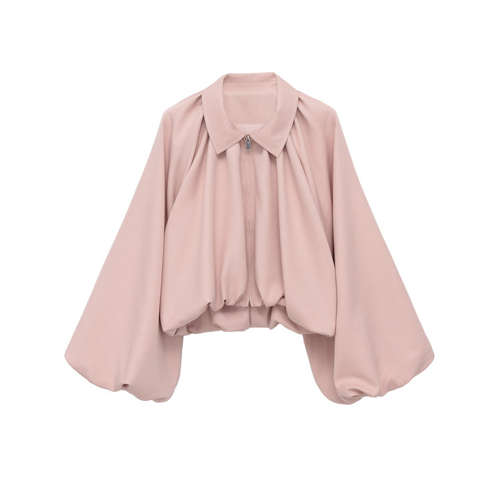 Damen Voluminöse Cropped Cape‑Jacke mit Ballonärmeln und Reißverschluss Drune