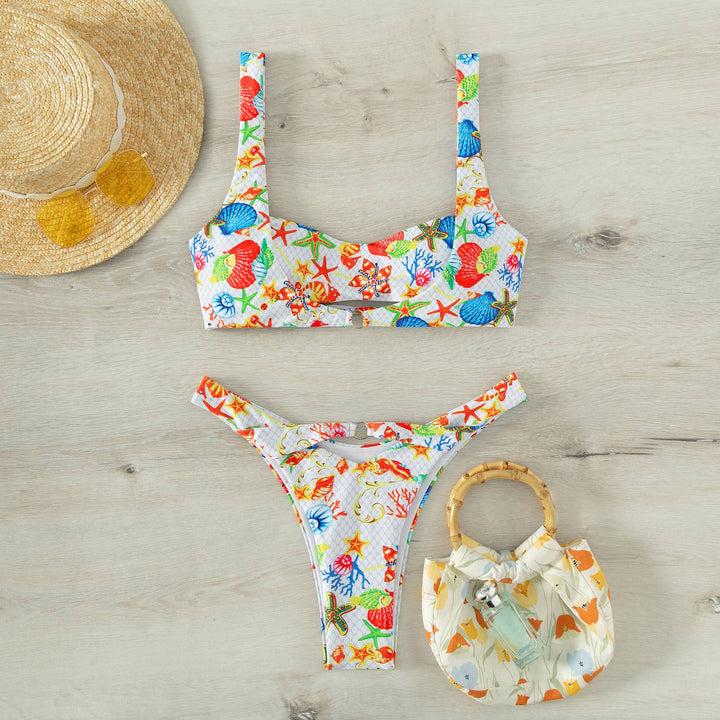 Damen Bikini mit floralem Design und verstellbaren Trägern Drune