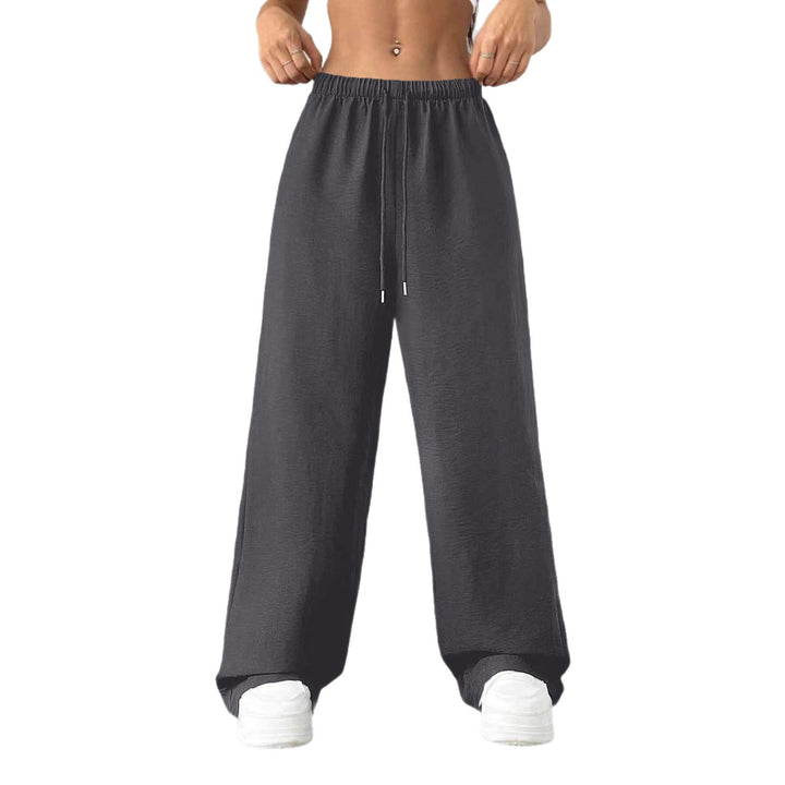 Damen Weite Lounge-Hose mit hohem Elastikbund und Kordelzug Drune