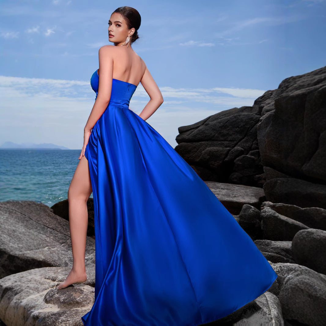 Damen Elegantes Ballkleid mit tiefem Ausschnitt und hohem Schlitz Drune