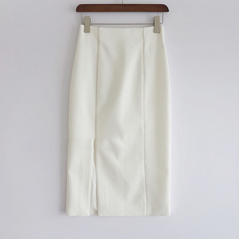 Damen Eleganter Bleistiftrock mit seitlichem Schlitz und feinem Stoff Drune