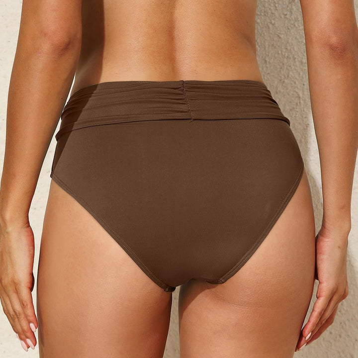 Damen Hochtaillierte Bikinihose mit eleganter Raffung Drune