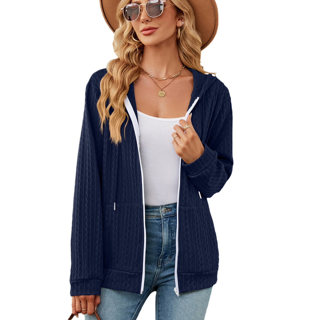 Damen lässige Strickjacke mit Textur und Kapuze Drune