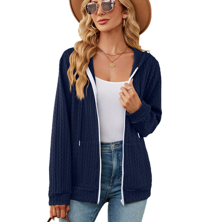 Damen lässige Strickjacke mit Textur und Kapuze Drune