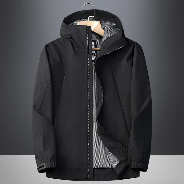 Herren Leichte Softshell‑Regenjacke mit atmungsaktivem Meshfutter und Kapuze Drune