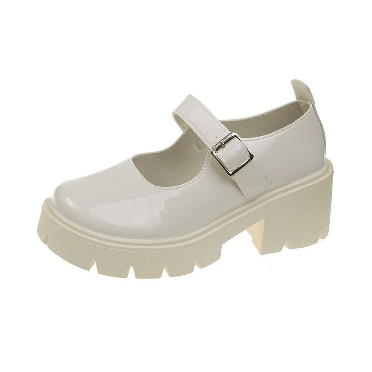 Damen Retro-Mary Jane Schuhe mit stabiler Plateausohle Drune