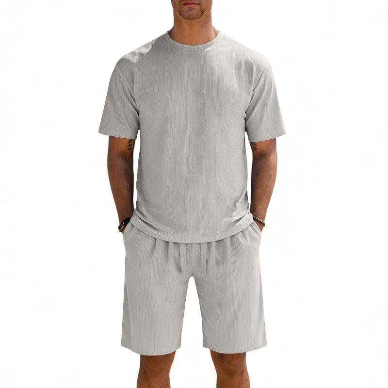 Herren nan Kurzarmshirt- und Bermudakombination aus geripptem Jersey mit elastischem Tunnelzugbund Drune