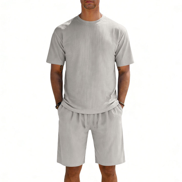 Herren nan Kurzarmshirt- und Bermudakombination aus geripptem Jersey mit elastischem Tunnelzugbund Drune