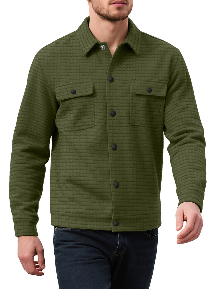 Herren nan gequiltete Hemdjacke im Overshirt-Stil mit Druckknopfleiste und aufgesetzten Brustklappen Drune