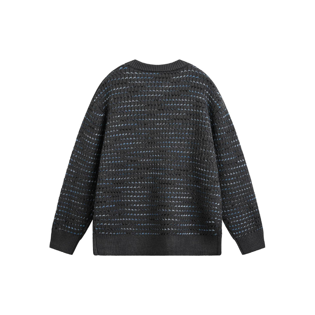 Damen Grobgestrickter Oversize-Pullover mit Rundhalsausschnitt und Strukturstreifen Drune