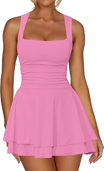 Damen sportliches Kleid mit Raffungen und weit schwingendem Rock Drune