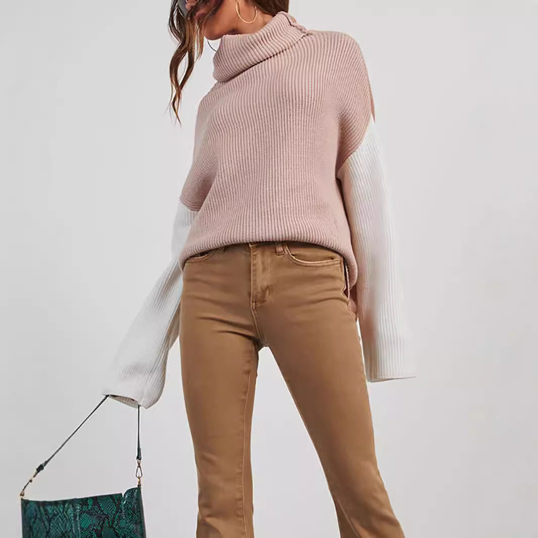 Damen modischer Rollkragenpullover im eleganten Rippdesign Drune