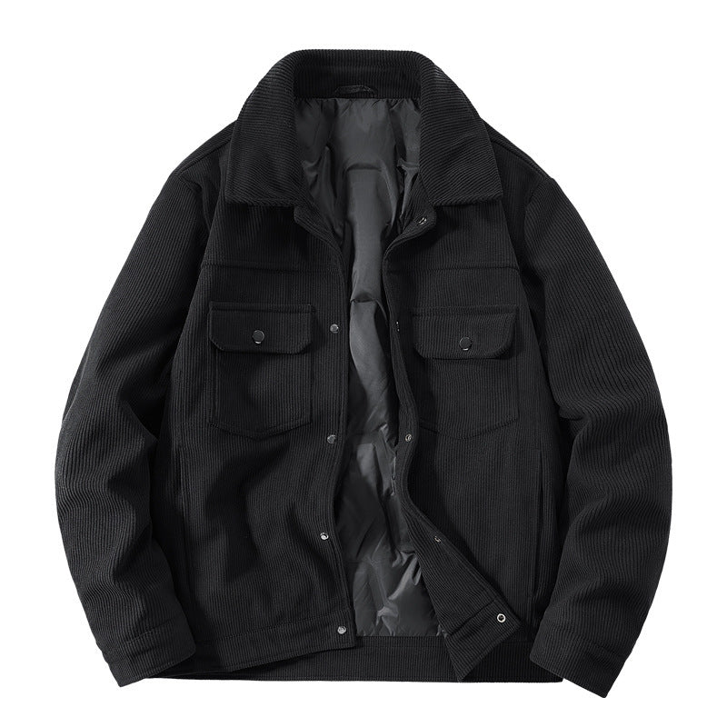 Herren Kordjacke mit gestepptem Innenfutter, zwei Brusttaschen und Druckknopfverschluss Drune