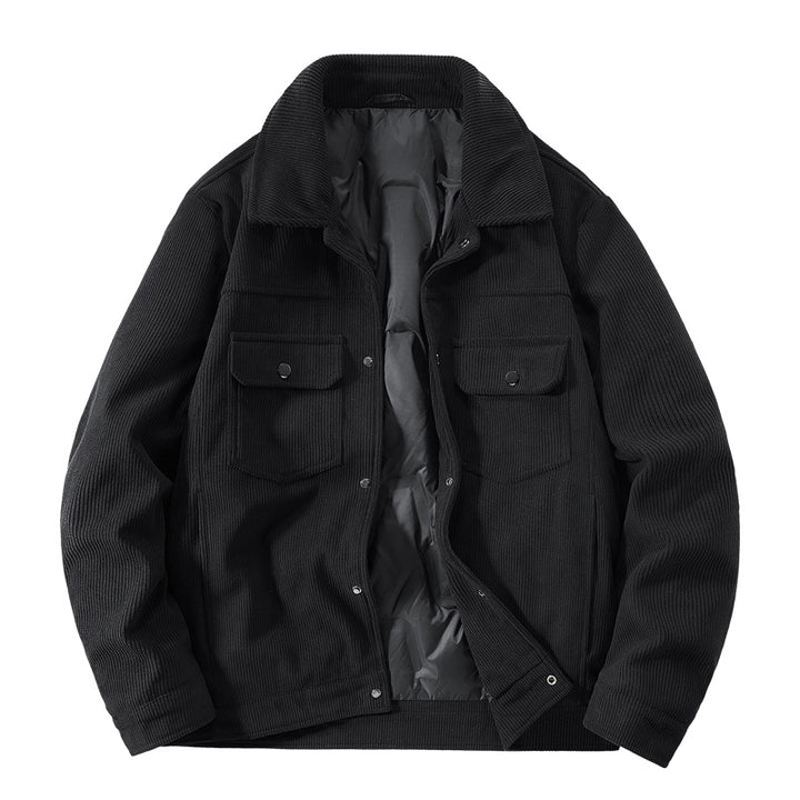 Herren Kordjacke mit gestepptem Innenfutter, zwei Brusttaschen und Druckknopfverschluss Drune