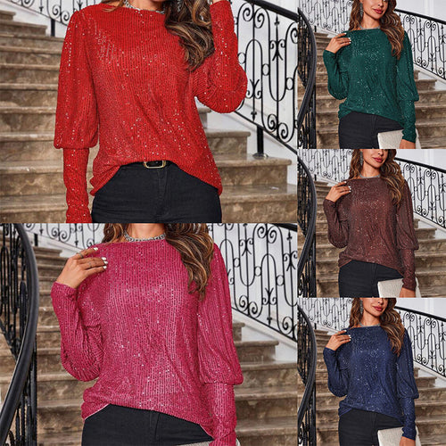 Damen Glitzerndes Langarmshirt mit strukturiertem Design Drune