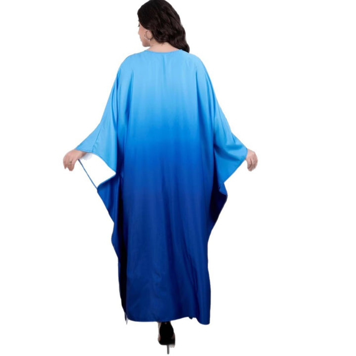 Damen Fließendes Kaftan-Maxikleid mit Oversize-Ärmeln und Rundhalsausschnitt Drune