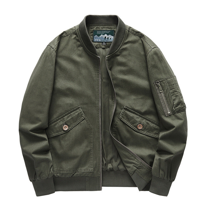Herren Robust-Canvas-Bomberjacke mit Reißverschluss-Ärmeltasche und aufgesetzten Klappentaschen Drune