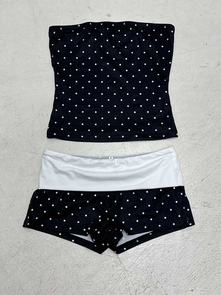 Damen Bandeau-Badeanzug mit Polka Dots und Shorts Drune