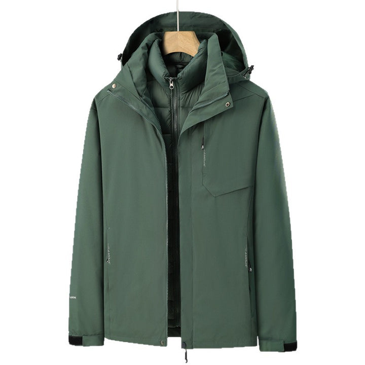 Herren dreiteiliger Übergangsparka mit abnehmbarer gesteppter Innenjacke und wetterfester Softshell-Außenlage Drune
