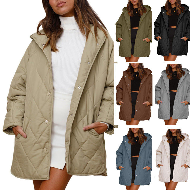 Damen warme Steppjacke mit Kapuze Drune