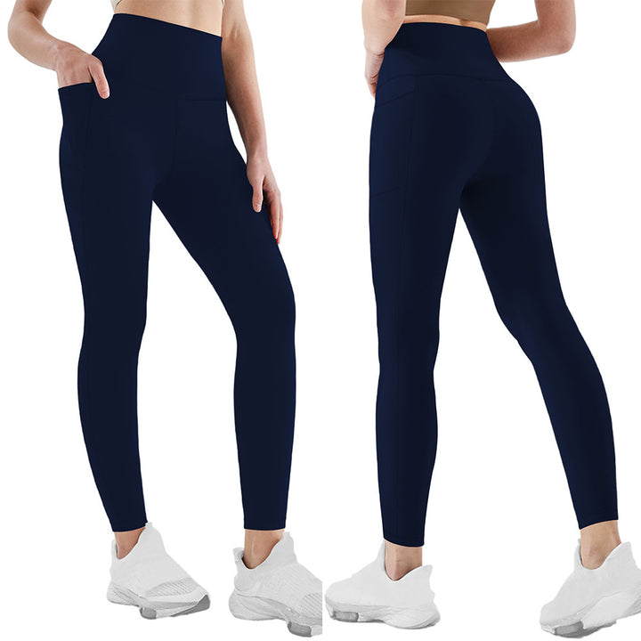 Damen Athletische Stretch-Leggings mit hoher Taille und seitlichen Taschen Drune