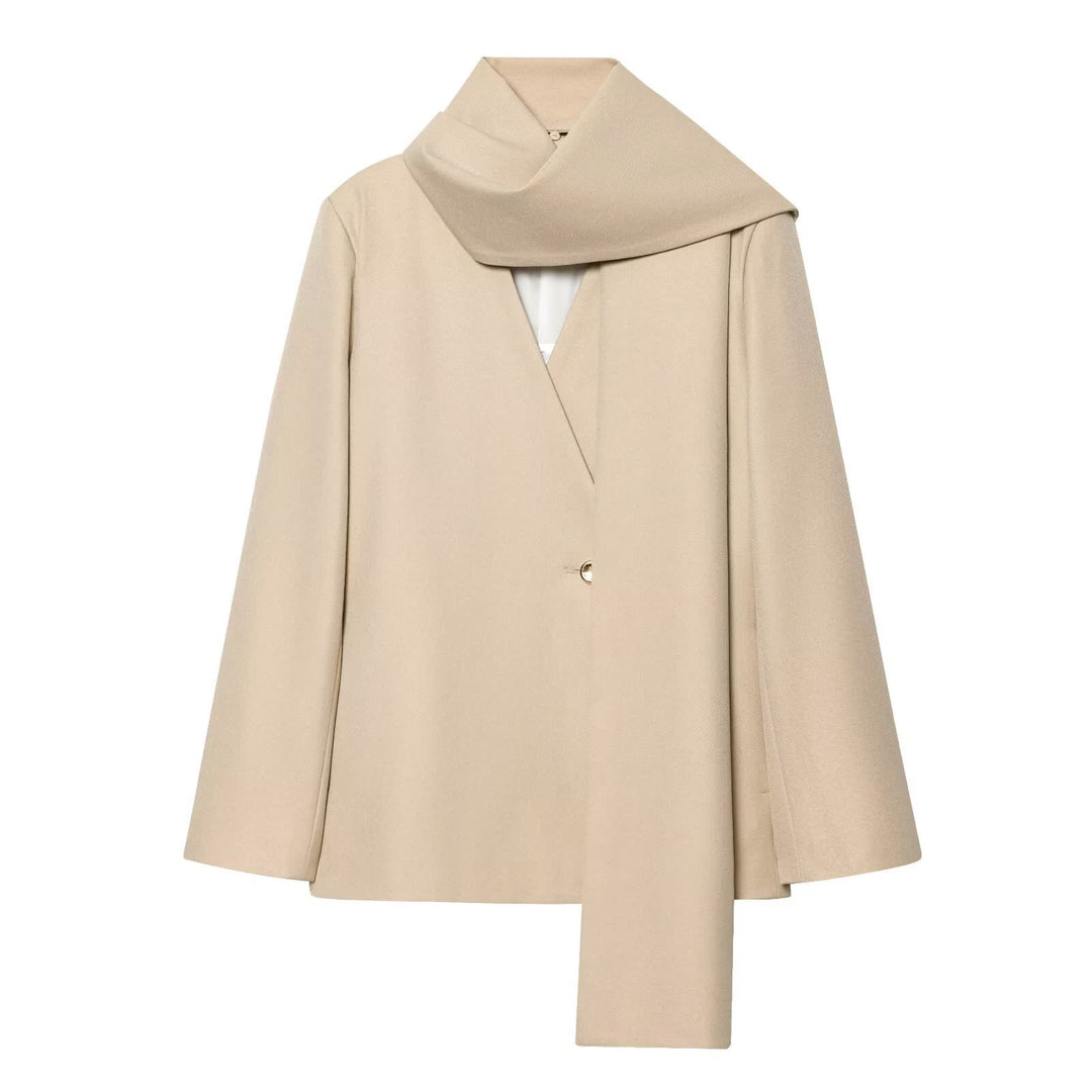 Damen Cape-Mantel mit integriertem Schalkragen und Ein-Knopf-Verschluss Drune