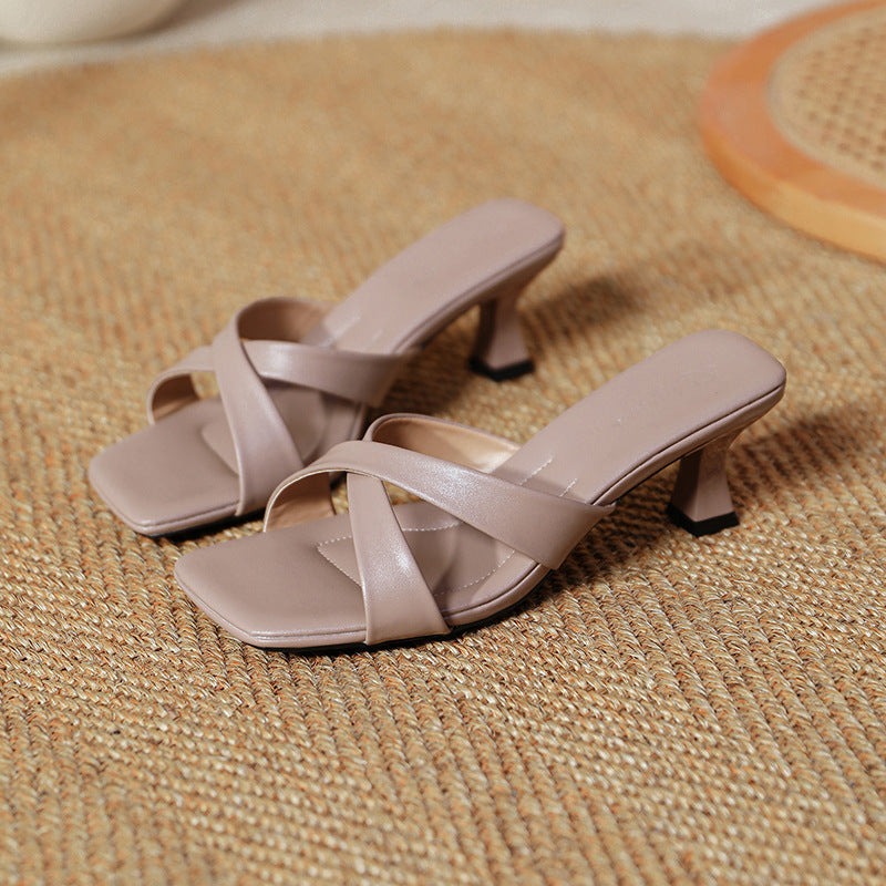 Damen Sandalen mit elegantem Blockabsatz und geschmackvollem Kreuzriemen Drune