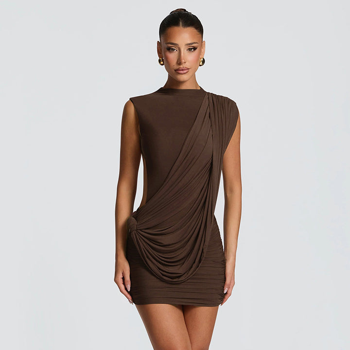 Damen Figurbetontes Drapé-Minikleid mit asymmetrischem Design und raffinierten Details Drune