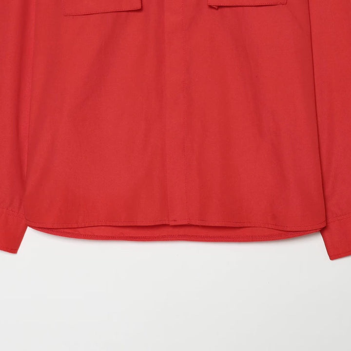 Damen Overshirt mit Stehkragen, aufgesetzten Brusttaschen und verdeckter Knopfleiste Drune
