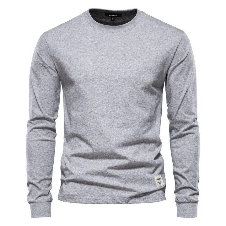 Herren nan klassisches langärmliges Baumwollshirt mit Rundhalsausschnitt und elastischen Bündchen Drune