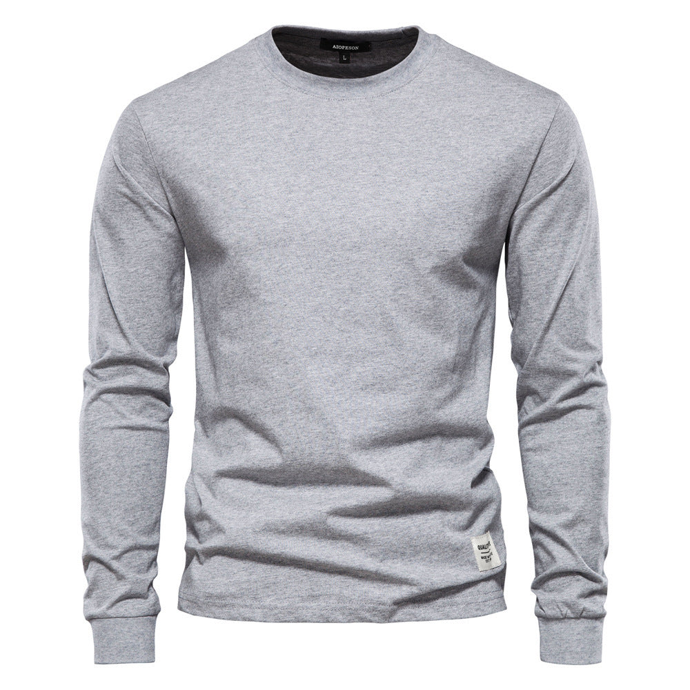 Herren nan klassisches langärmliges Baumwollshirt mit Rundhalsausschnitt und elastischen Bündchen Drune