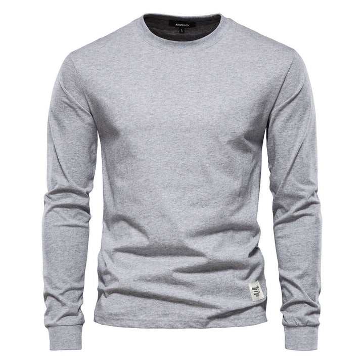 Herren nan klassisches langärmliges Baumwollshirt mit Rundhalsausschnitt und elastischen Bündchen Drune